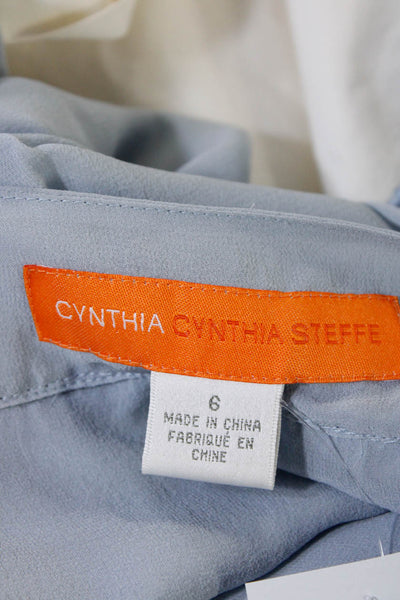 Cynthia Cynthia Steffe Women's Crew Neck Ruffle Sleeved Blouse Baby Blue Size 6