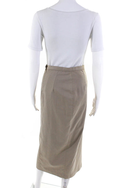 Kikit Women's High Waisted Khaki Slit Maxi Skirt Beige Size 6