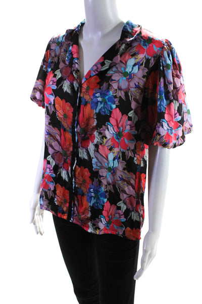 LoboRosa Womens Multi Floral Short Sleeve Blouse Size 4 14044430