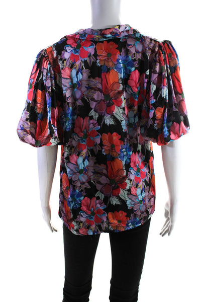 LoboRosa Womens Multi Floral Short Sleeve Blouse Size 6 14044361