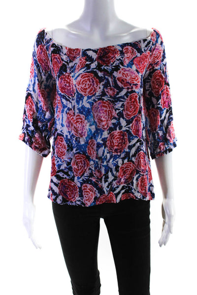Fuzzi Womens Watercolor Floral Top Size 4 11027241