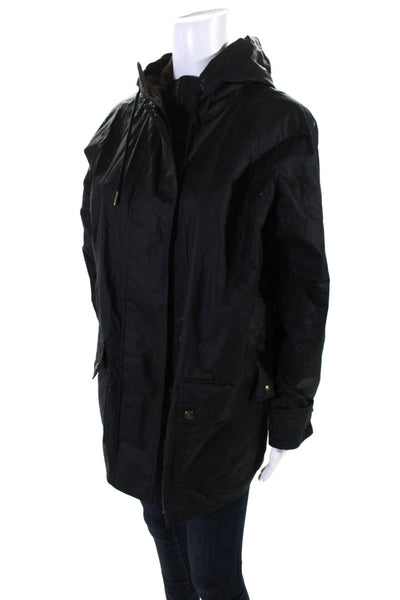 Belstaff Womens Hooded Cargo Jacket Black Cotton Size EUR 38