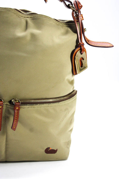 Dooney & Bourke Womens Single Handle Double Pocket Front Hobo Handbag Brown