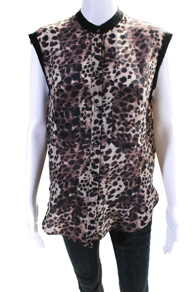 Etoile Isabel Marant Womens Button Cheetah Print Sleeveless Blouse Brown Size 0