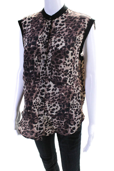 Etoile Isabel Marant Womens Button Cheetah Print Sleeveless Blouse Brown Size 0