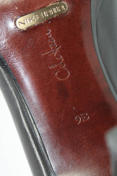 Cole Haan Womens Leather Peep Toe Slingbacks Pumps Black Size 9 B