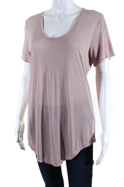 Helmut Lang Womens Scoop Neck Short Sleeve Tee Shirt Pink Size Large