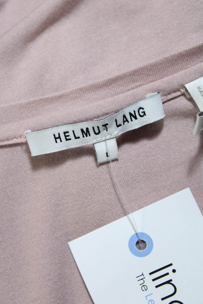 Helmut Lang Womens Scoop Neck Short Sleeve Tee Shirt Pink Size Large