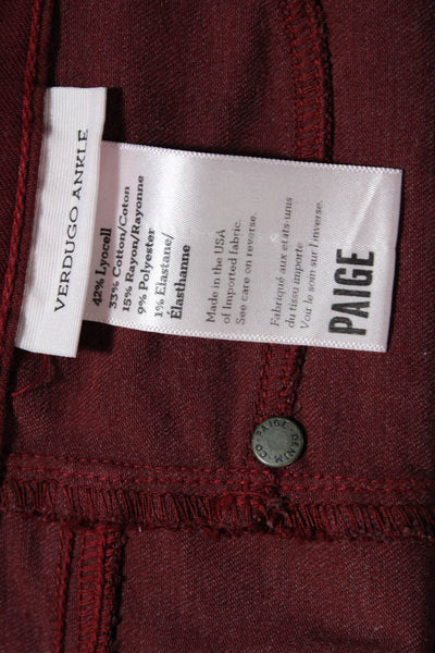 Paige Womens Coated Denim Mid Rise Skinny Jeans Red Size 31