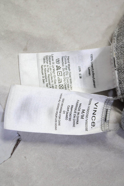 Donna Karan New York Vince Womens Solid Linen Tee Shirt Gray Size M/XL Lot 2
