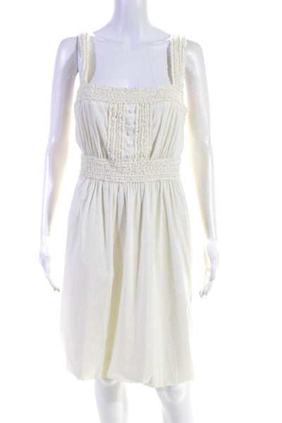 BCBG Max Azria Womens Sleeveless A Line Dress White Cotton Size Medium