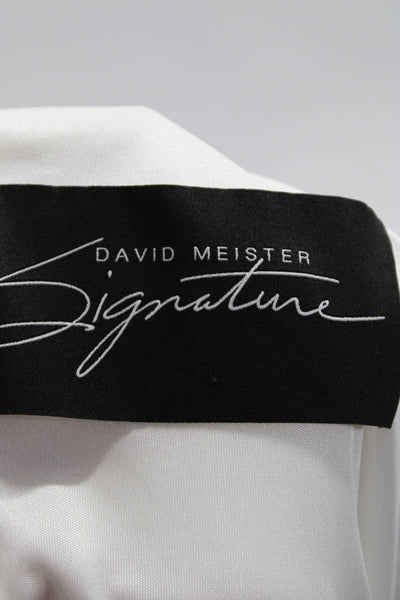 David Meister Womens Jeweled One Shoulder Short Sleeve Dress White Size 8