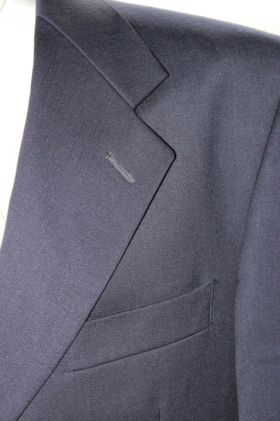 Jones New York Mens Solid Wool Three Button Suit Jacket Blue Size 43