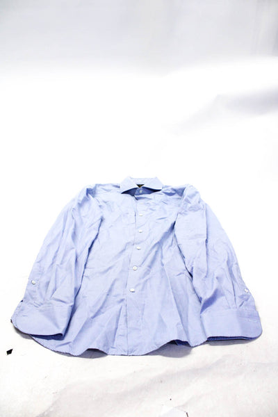 Ike Behar Men's Long Sleeves Button Down Cotton Shirt Blue Size M Lot 2