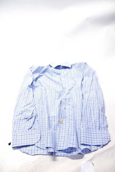 Ike Behar Men's Long Sleeves Button Down Cotton Shirt Blue Size M Lot 2