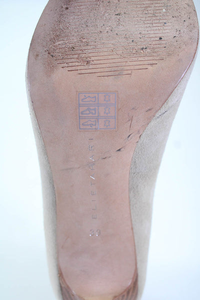 Elie Tahari Womens Suede Pointed Toe Stiletto Heel Pumps Beige Size 9