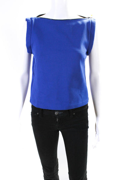 Tibi Women's Nylon Sleeveless Zip Top Blue Size 0