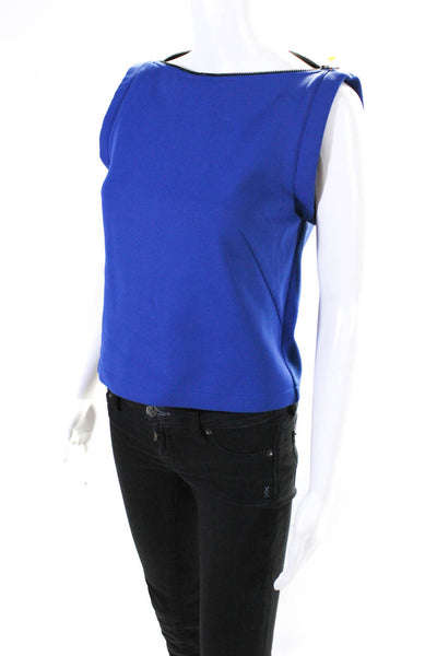 Tibi Women's Nylon Sleeveless Zip Top Blue Size 0