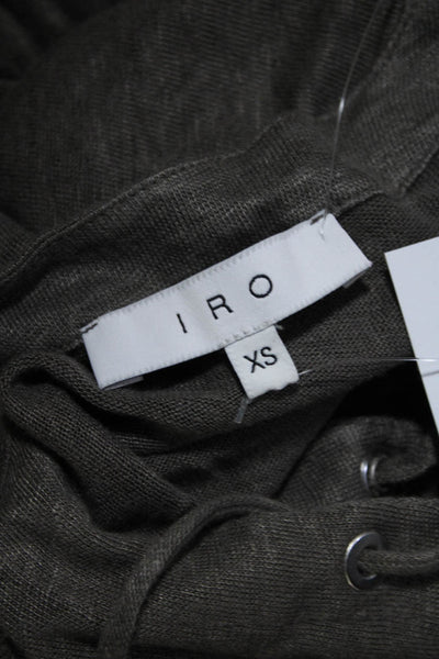 IRO Womens Long Sleeve Lace Up V Neck Tee Shirt Gray Linen Size Extra Small