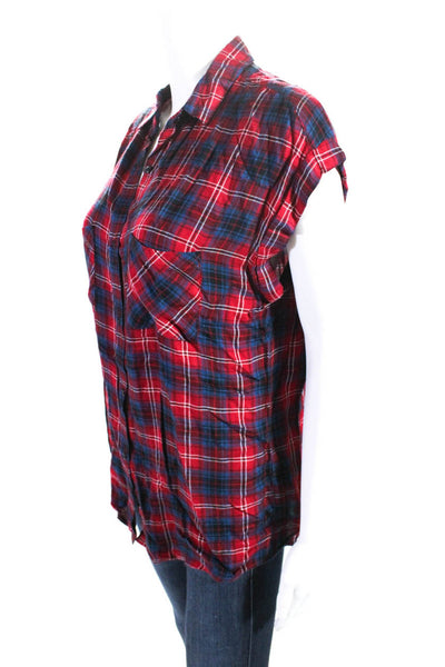 Rails Womens Button Front Collared Plaid Shirt Red Blue Size Small