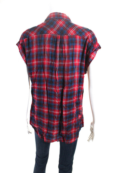 Rails Womens Button Front Collared Plaid Shirt Red Blue Size Small