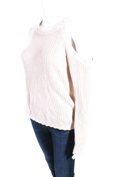 Rails Womens Scoop Neck Cold Shoulder Knit Sweatshirt Beige Size Medium