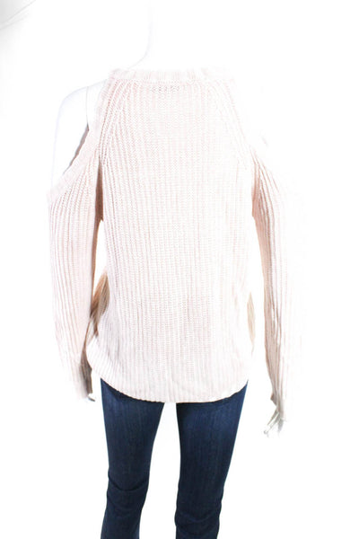 Rails Womens Scoop Neck Cold Shoulder Knit Sweatshirt Beige Size Medium