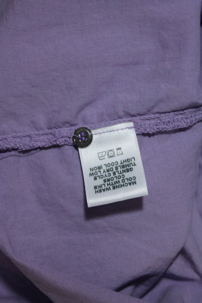 Xirena Women's Round Neck Ruffle Long Sleeves Shirt Lavender Size XS