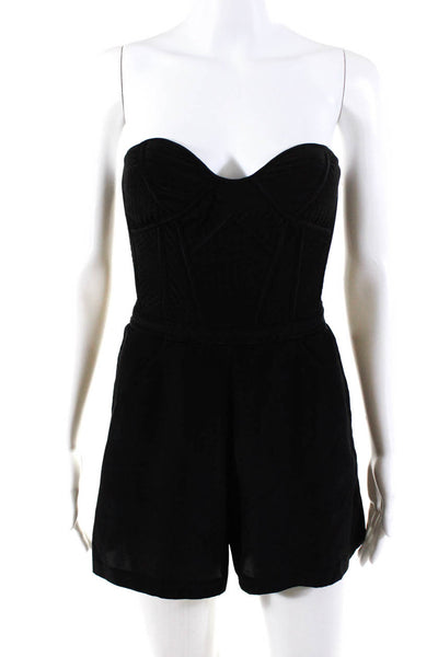 Parker Womens Crepe Quilted Sweetheart Neckline Mini Romper Black Size XS