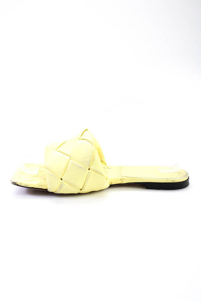 Bottega Veneta Womens Intrecciato Leather Square Toe Sandals Yellow Size 9.5