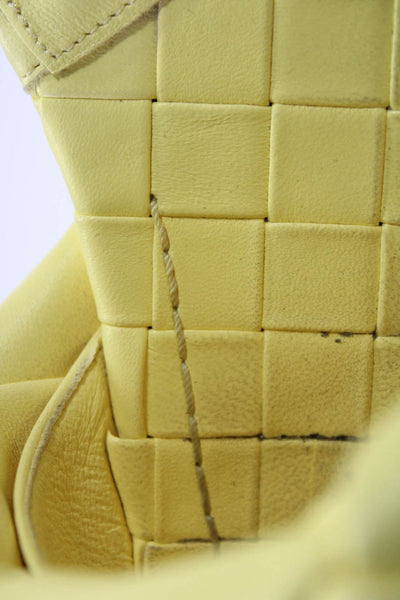 Bottega Veneta Womens Intrecciato Leather Square Toe Sandals Yellow Size 9.5