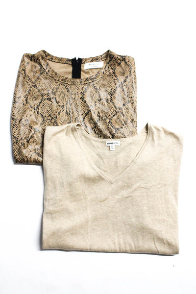 Bailey 44 Minnie Rose Womens Snakeskin Print Top V Neck Sweater M/L Large Lot 2