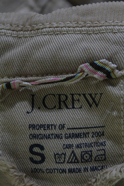 J Crew Womens Collared Cargo Pocket Long Sleeved Jean Jacket Khaki Size S