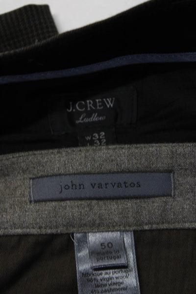 John Varvatos J Crew Mens Solid Houndstooth Pants Gray Brown Size 32/50 Lot 2