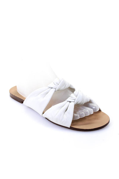 Splendid Womens Leather Knotted Slides Sandals White Size 10
