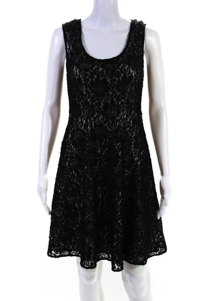Plenty by Tracy Reese Womens Back Zip Scoop Neck Lace Overlay Dress Black Size 2
