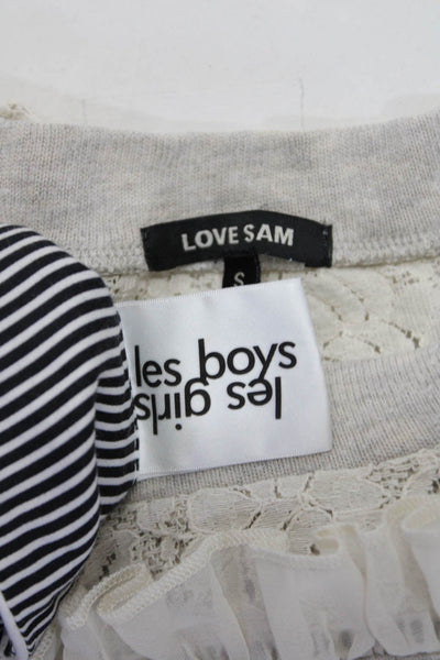 Love Sam Les Girls Les Boys Womens Sweater Button Up Top Gray White Size S Lot 2