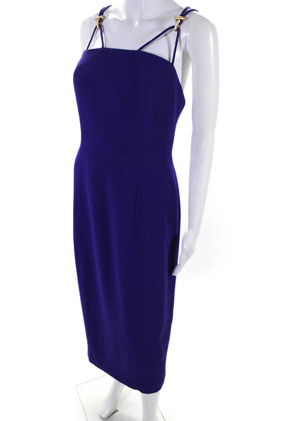 A.J. Bari Womens Square Neck Spaghetti Straps Back Slit Midi Dress Purple Size 6