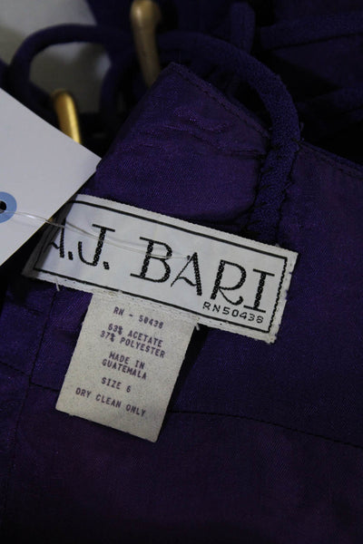 A.J. Bari Womens Square Neck Spaghetti Straps Back Slit Midi Dress Purple Size 6