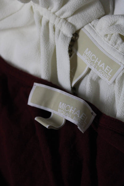 Michael Michael Kors Womens Ruffle Chain Tied Blouse Tops White Size L 1X Lot 2