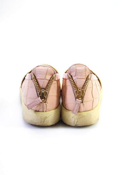 Giuseppe Zanotti Design Womens Zipper Trim Leather Slip On Sneakers Pink Sz 35 5