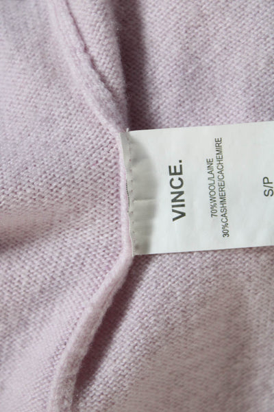 Vince Womens Wool Knit Curved Hem Boat Neck Long Sleeve Sweater Purple Size S