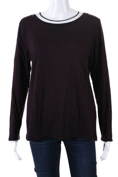 Whyci Milano Womens Wool Long Sleeve Layered Shirt Top Purple White Size 44IT