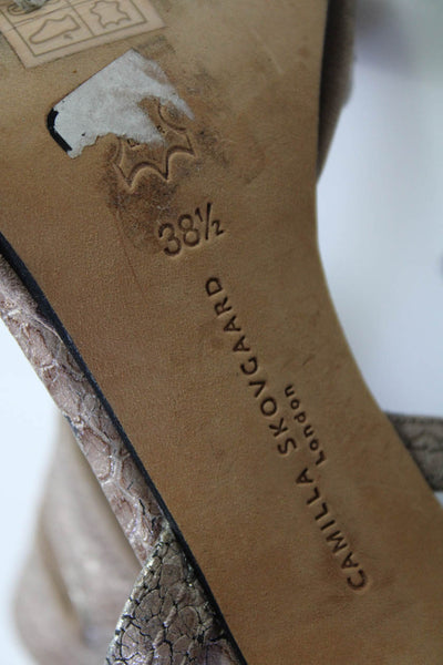 Camilla Skovgaard Women's Open Toe Ankle Straps Stiletto Sandals Taupe Size 8.5