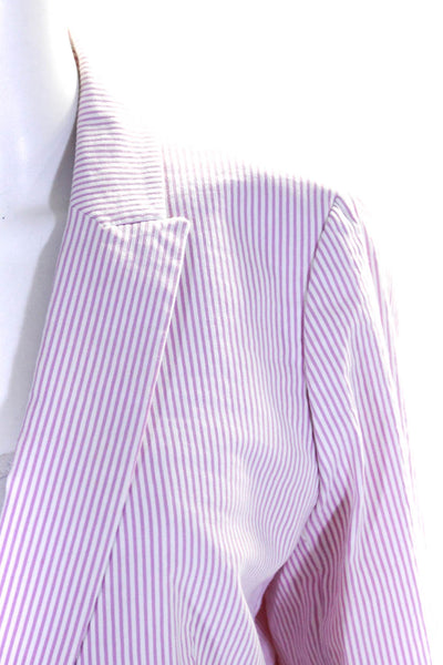 J Crew Women's Collared Lined One Button Pocket Blazer Pink Striped Blazer Size