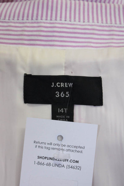 J Crew Women's Collared Lined One Button Pocket Blazer Pink Striped Blazer Size