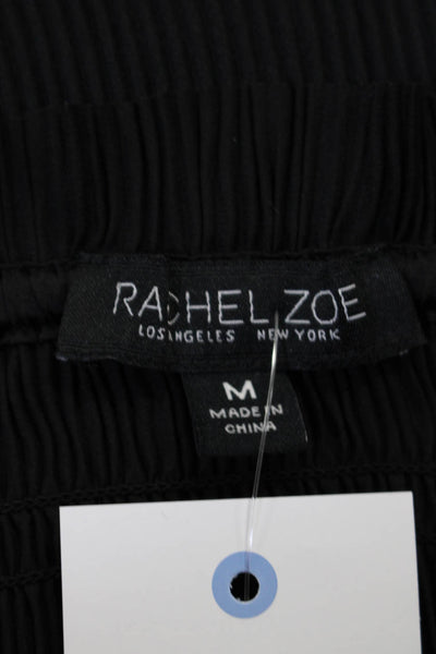 Rachel Zoe Womens Accordion Pleat Drawstring Satin Midi Skirt Black Size Medium