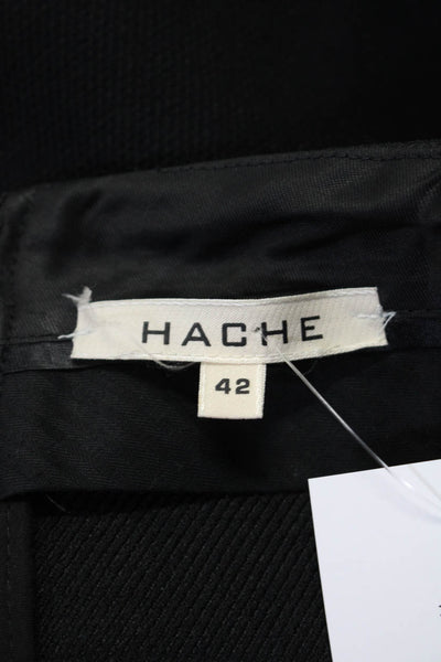 Hache Womens Leather Trim Front Zip Twill Midi Pencil Skirt Black Size IT 42