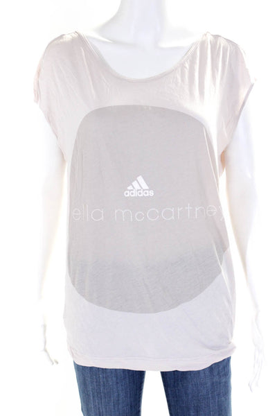 Adidas Stella McCartney Womens Graphic Knotted Back Top T Shirt Pink Size Large
