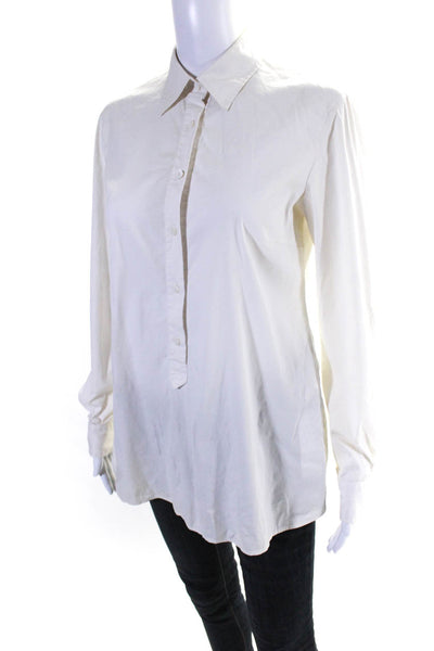 RED Valentino Womens Long Sleeve Lace Ruffled Collar Blouse White Size 4